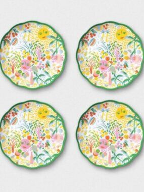 NWT 4pc Vacation Melamine Dinner Plates Yellow/Green - Roller Rabbit x Target